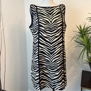 J. Crew Linen Zebra Animal Print Dress - Fully Lined Size 12